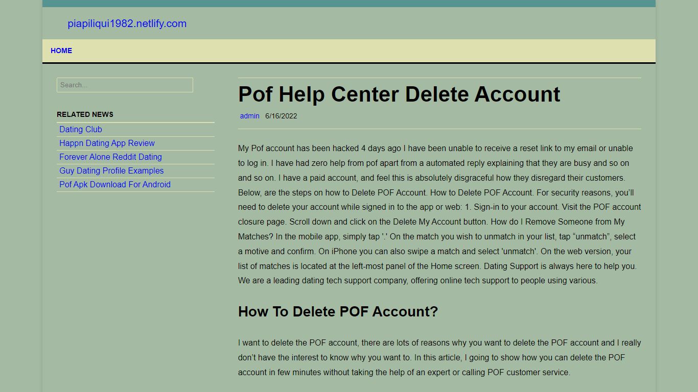 Pof Help Center Delete Account - piapiliqui1982.netlify.app
